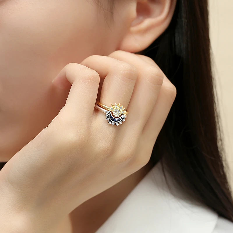 Anillo de Plata 925 con Cristal – Diseño Corona Corazón Oro Rosa