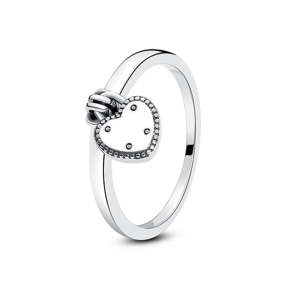 Anillo de Plata 925 con Cristal – Diseño Corona Corazón Oro Rosa