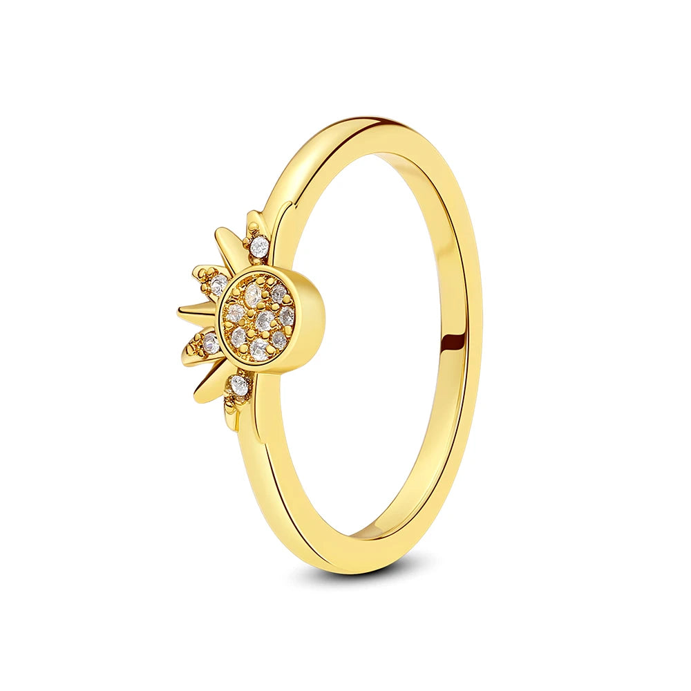 Anillo de Plata 925 con Cristal – Diseño Corona Corazón Oro Rosa