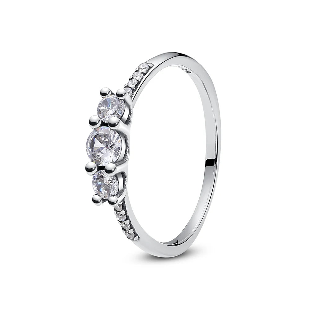 Anillo de Plata 925 con Cristal – Diseño Corona Corazón Oro Rosa