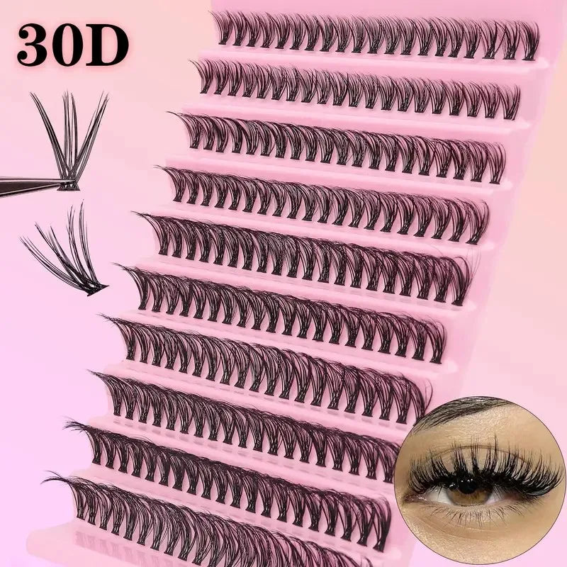 Pestañas Postizas Cluster 200 Piezas – Efecto Natural Wispy 9-16mm