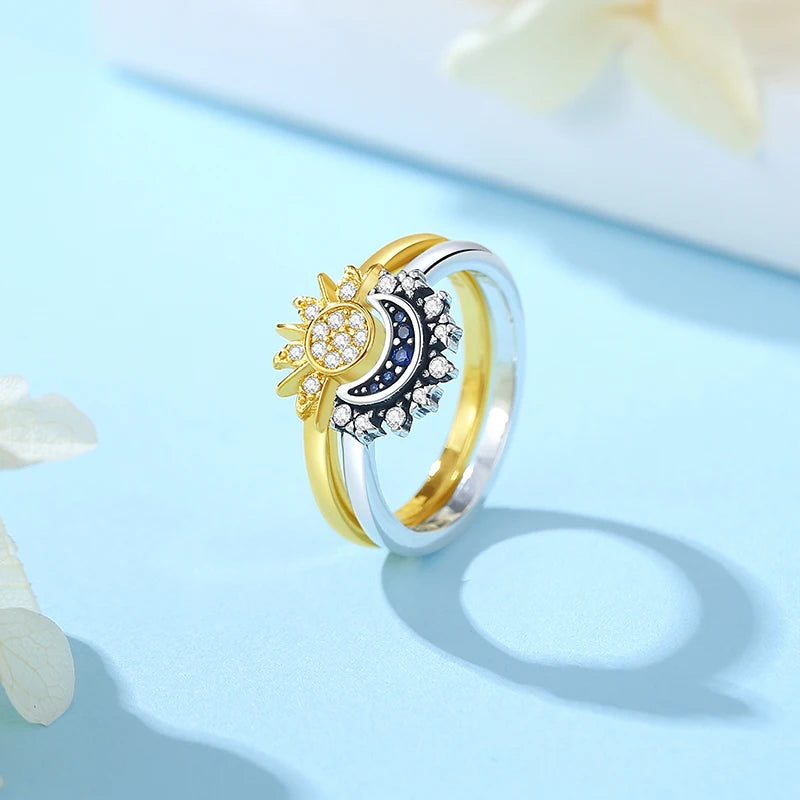 Anillo de Plata 925 con Cristal – Diseño Corona Corazón Oro Rosa