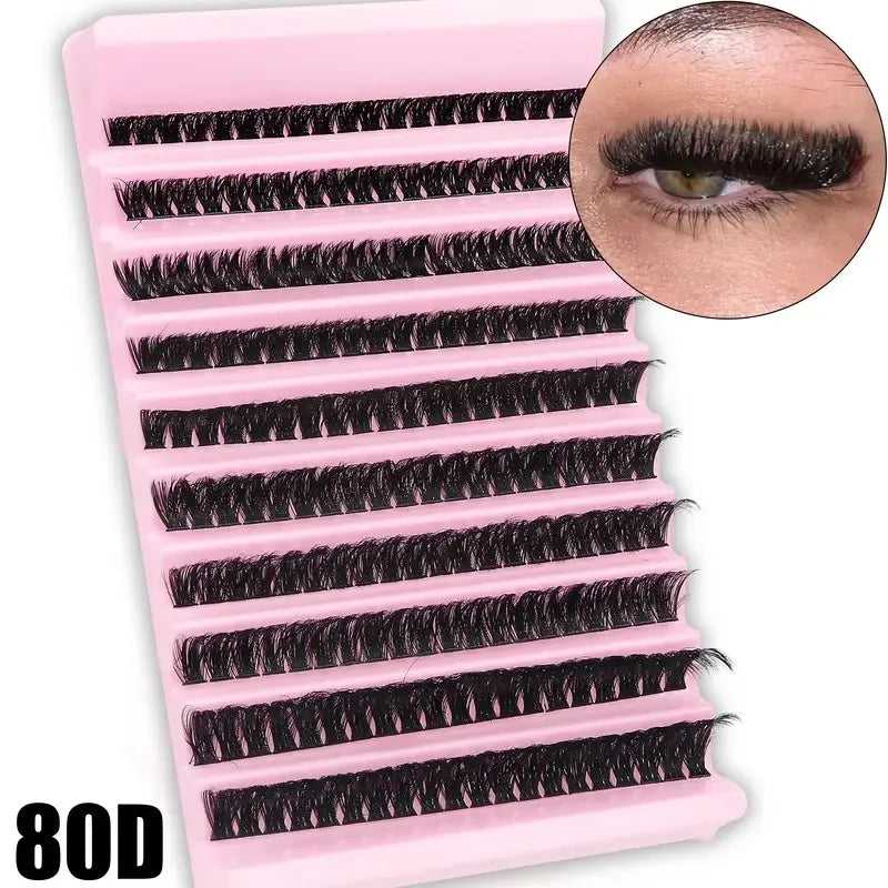 Pestañas Postizas Cluster 200 Piezas – Efecto Natural Wispy 9-16mm